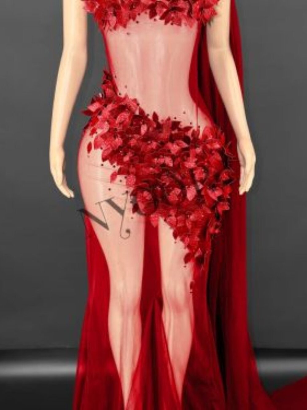Sexy Red Sheer Dress